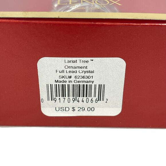 Vintage LENOX Full Lead CRYSTAL ORNAMENT Of LARIAT TREE From Germany 4" With Box - Picture 4 of 4